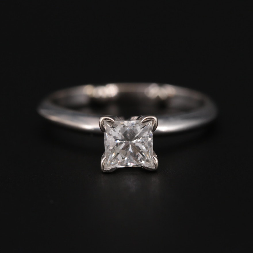 14K White Gold 0.55 CT Diamond Solitaire Ring