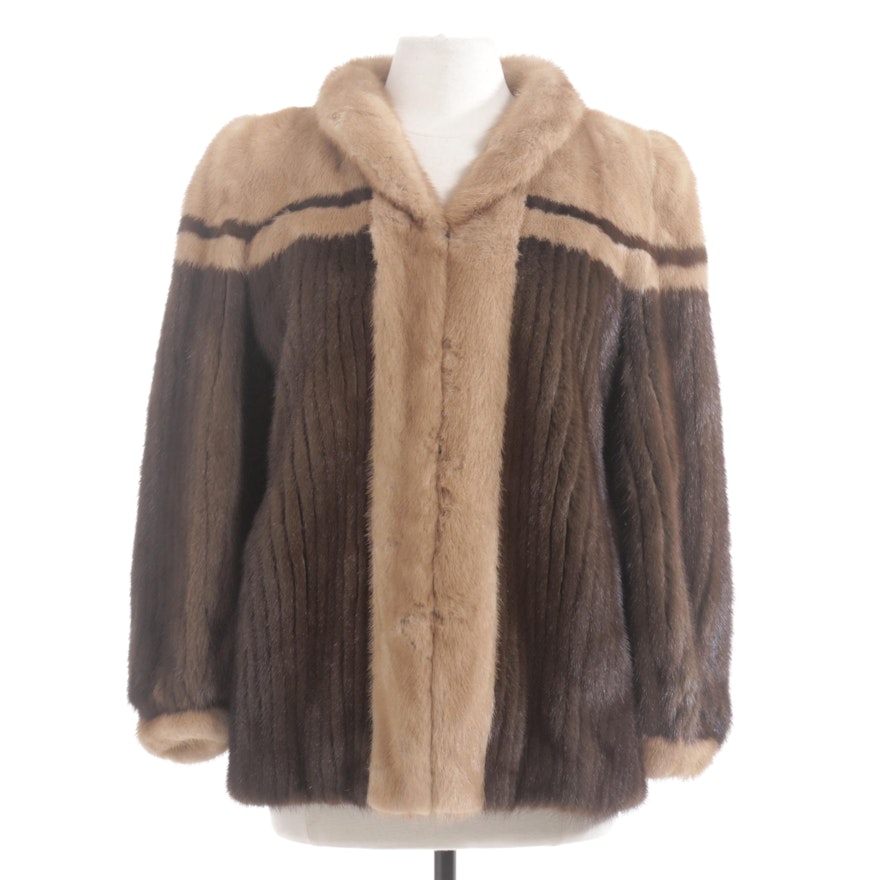Two-Tone and Corded Mink Fur Jacket by La Belle Fine Furs