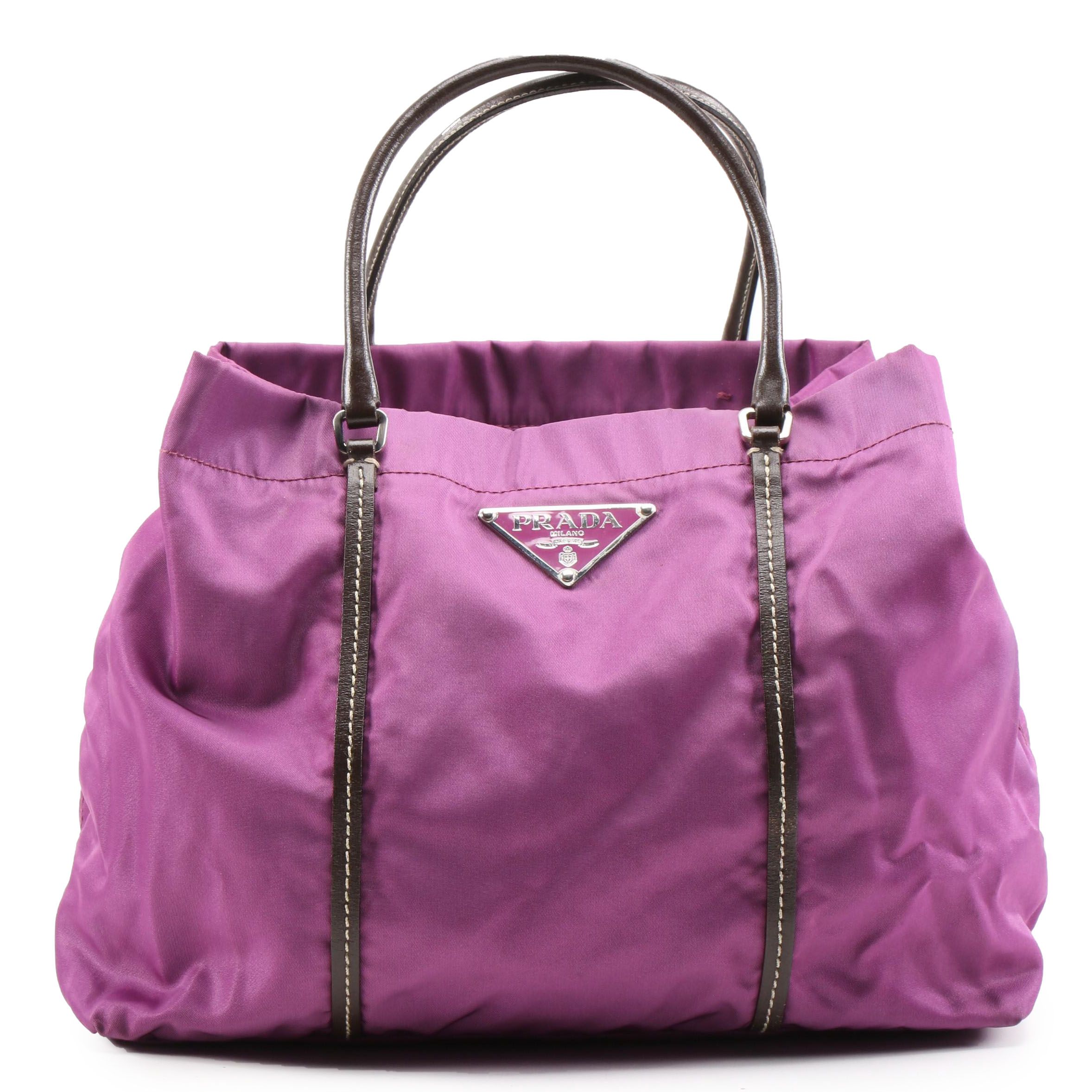 Prada MV633 Tessuto Sport Small Tote in Malva Nylon and Leather