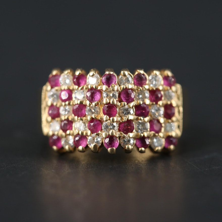 14K Yellow Gold Ruby and Diamond Ring