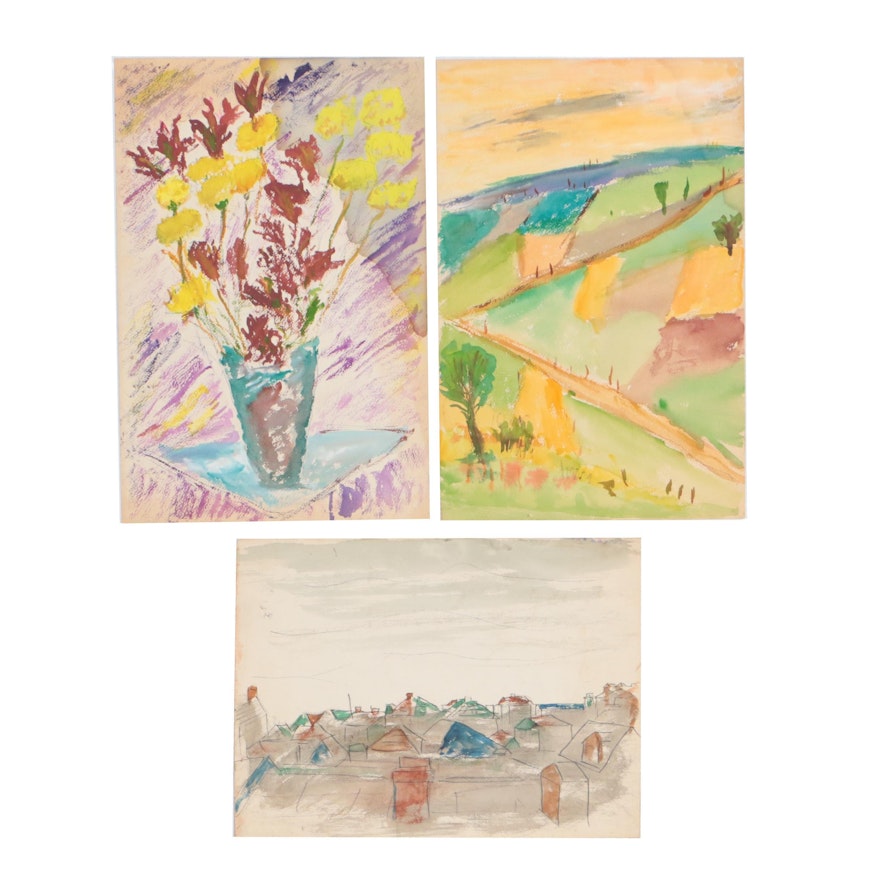 Watercolor and Gouache Paintings, Late 20th Century