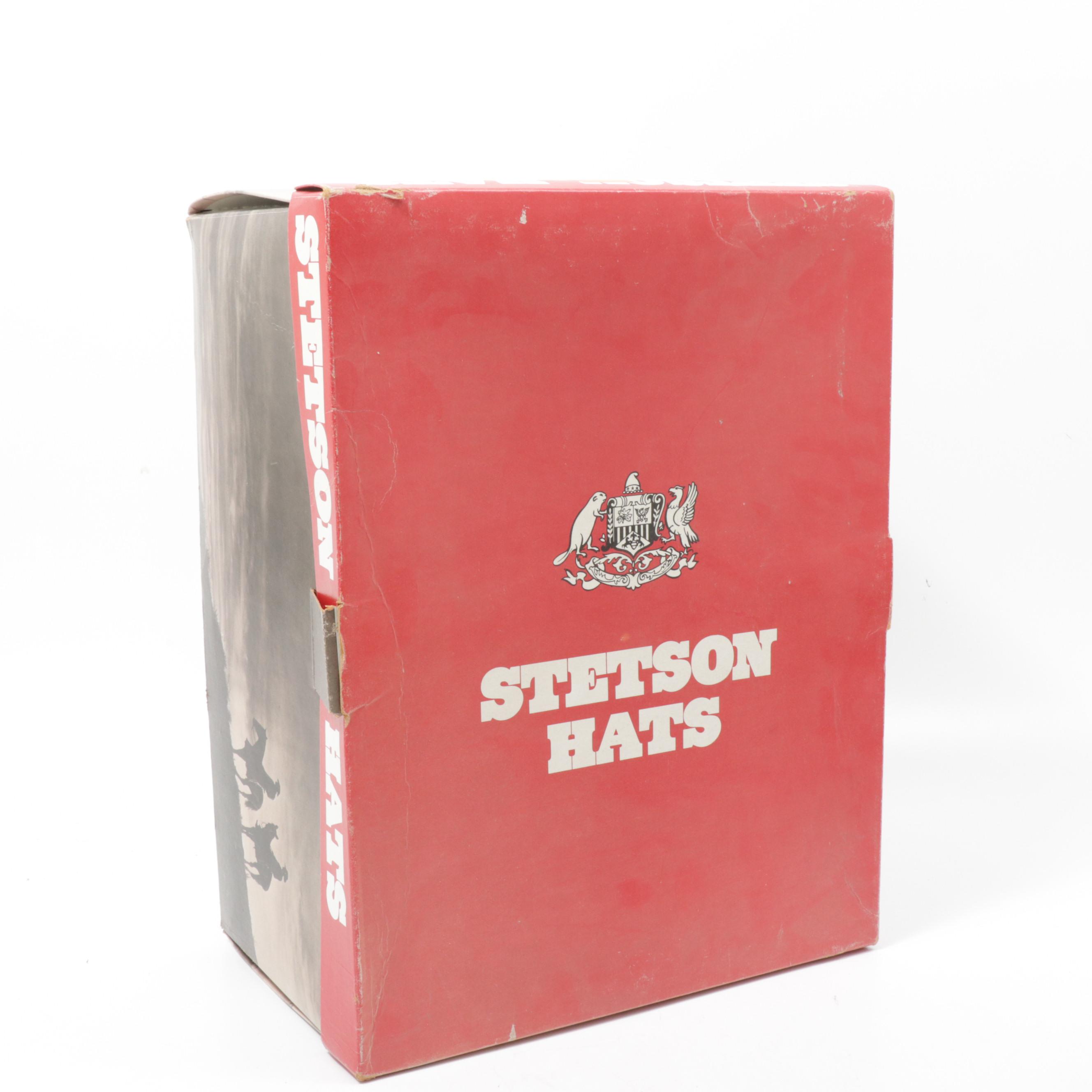 Stetson 3X Beaver Felt Cowboy Hat with Feathered Band and Original Box