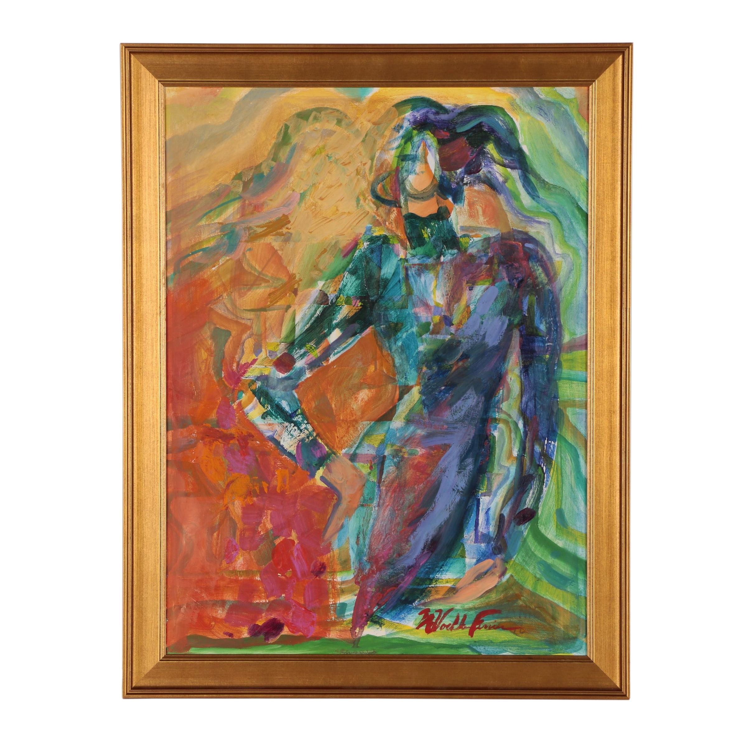 Margaret Voelker-Ferrier Abstract Figural Oil Painting