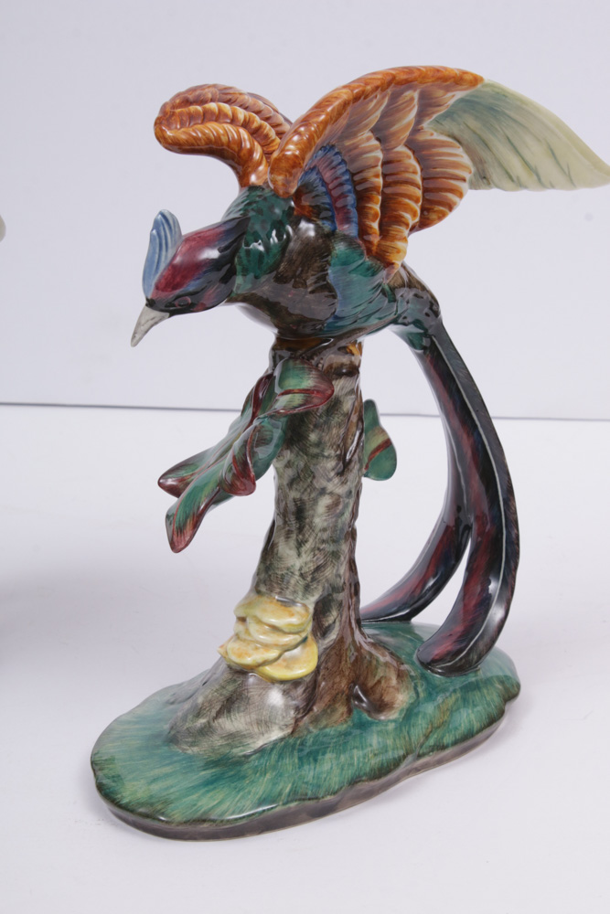 Gort Hand-Painted "Bird of Paradise" Porcelain Figurines, Mid-20th Century