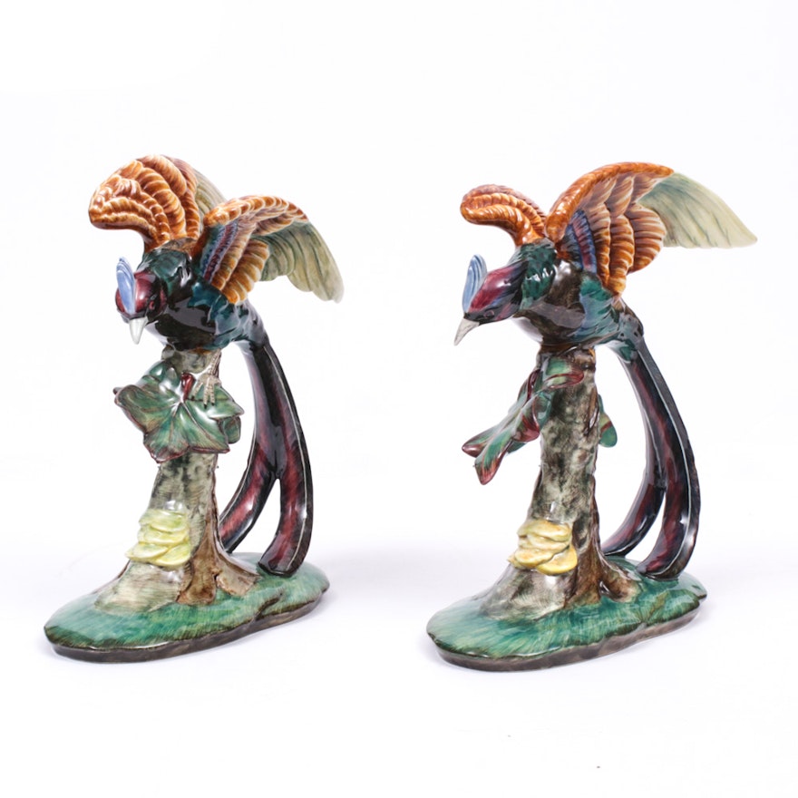 Gort Hand-Painted "Bird of Paradise" Porcelain Figurines, Mid-20th Century