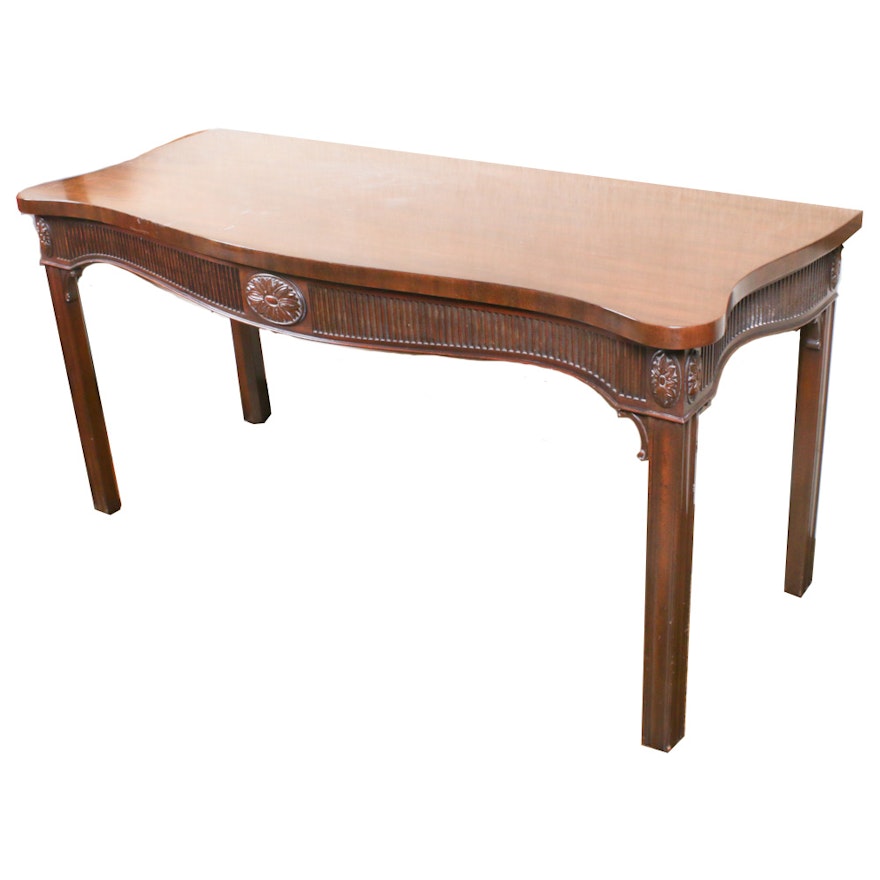 George III Style Mahogany Serpentine-Front Writing Table