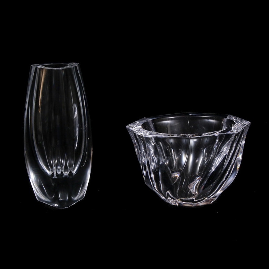 Orrefors "Residence" Bowl and Crystal Bud Vase