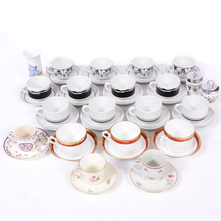 Richard Ginori, Rosenthal and Other Porcelain Teacups, Saucers and Table Décor
