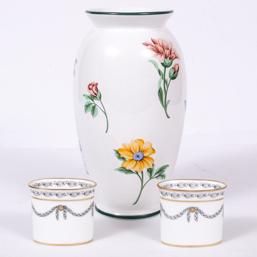 Tiffany & Co. "Sintra" Porcelain Vase and Hammersley Toothpick Holders