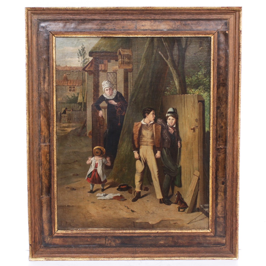 Genre Oil Painting, Early 20th Century