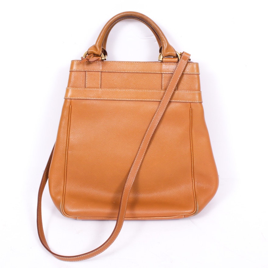 Delvaux Bruxelles of France Pebbled Cognac Leather Convertible Bag