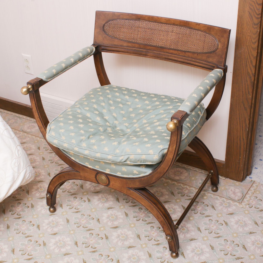 French Empire Style Burlwood Accent Chair, Mid-20th Century