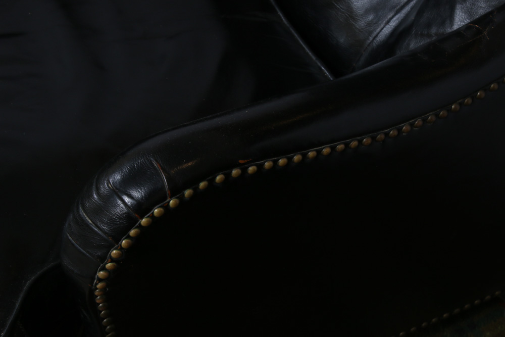 Jamestown-Royal, Leather Tufted Back Armchair and Ottoman, Mid-20th Century