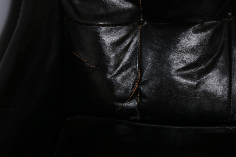 Jamestown-Royal, Leather Tufted Back Armchair and Ottoman, Mid-20th Century