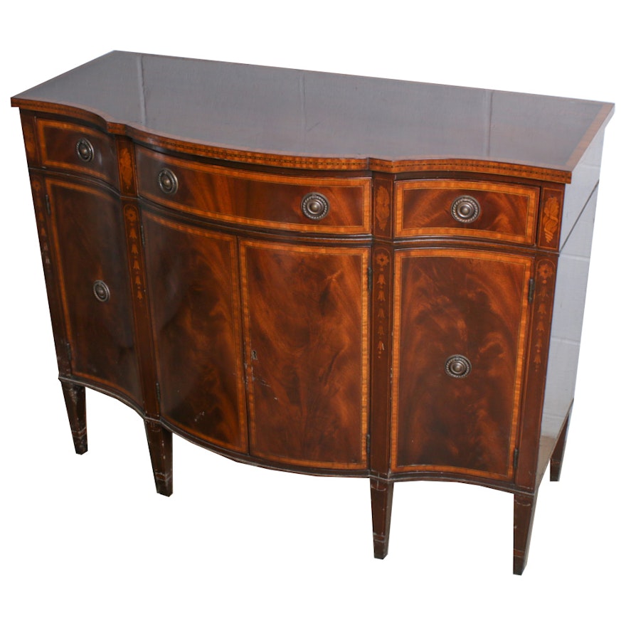 William A. Berkey, Federal Style Mahogany and Marquetry Sideboard, Mid-20th C.