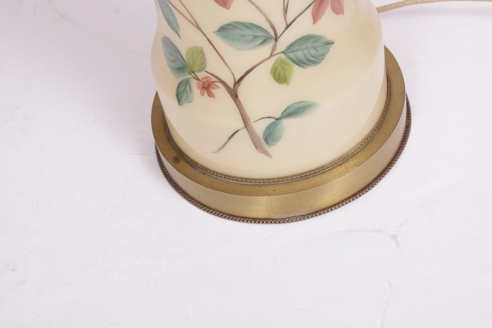 Hand Painted Floral Porcelain Table Lamps, Mid to Late 20th Century