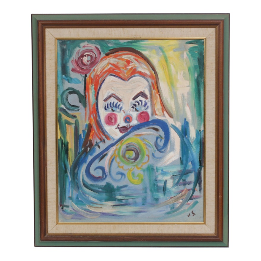 Oil Painting of Clown Stylized Portrait