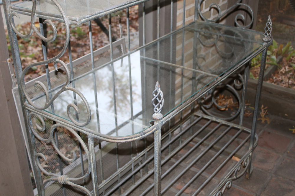 Cast Iron Bakers Rack with Glass Shelves EBTH