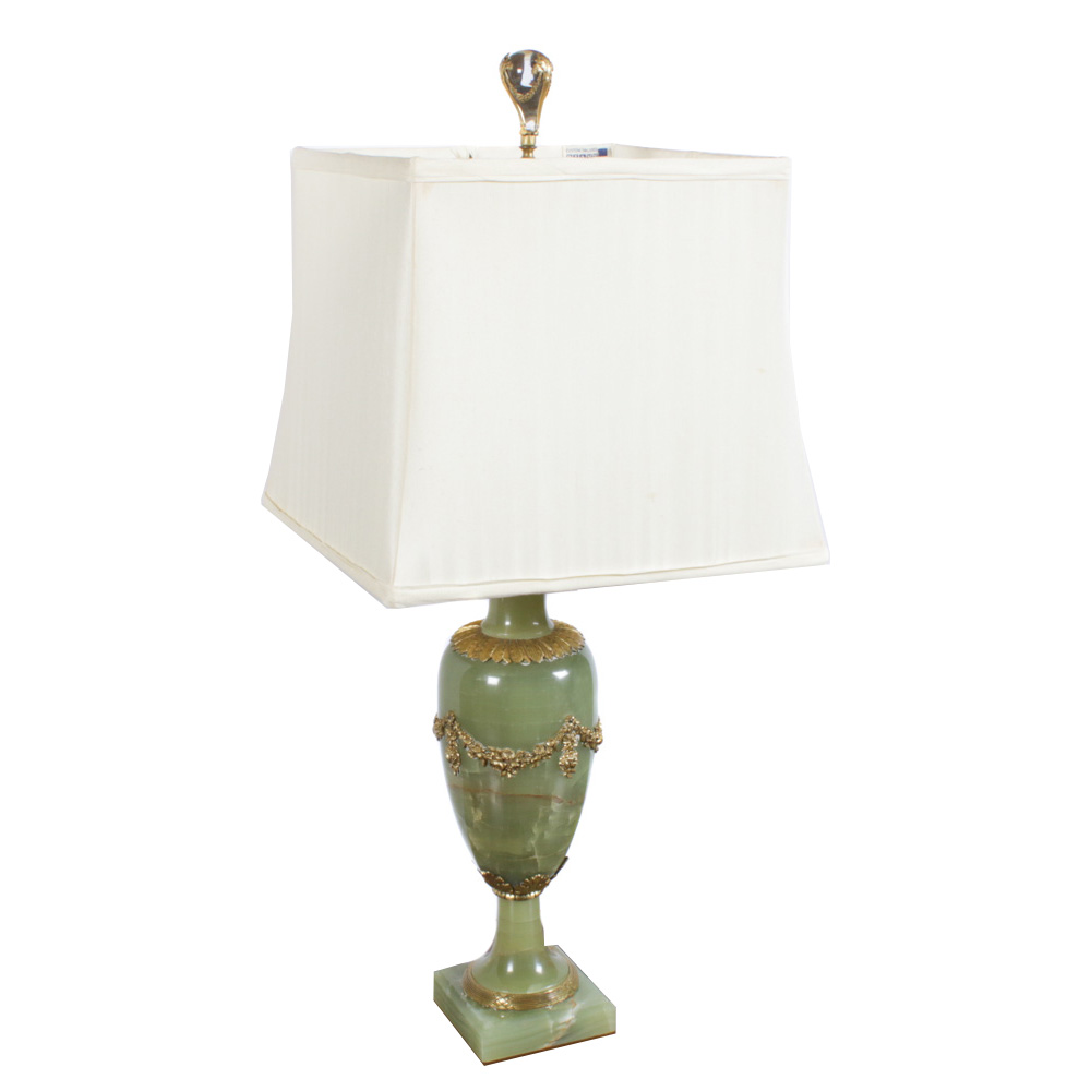 Regency Style Green Alabaster Table Lamp