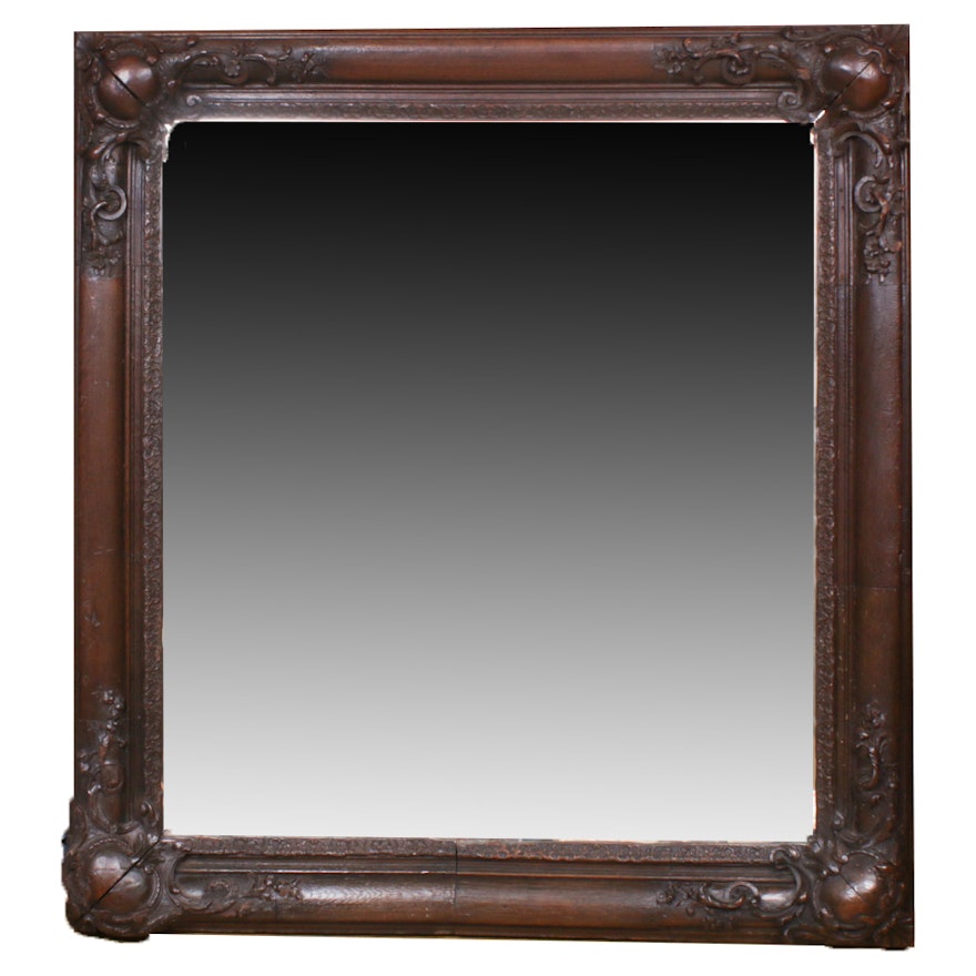 Baroque Style Carved Wooden Accented Mirror, Early 20th Century