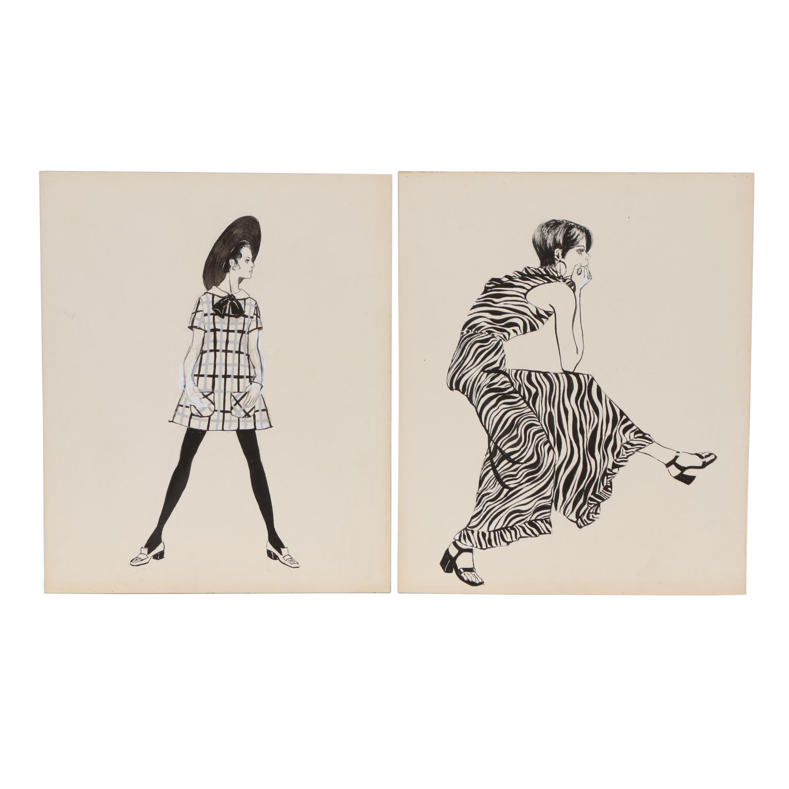Margaret Voelker-Ferrier Embellished Ink Fashion Illustrations