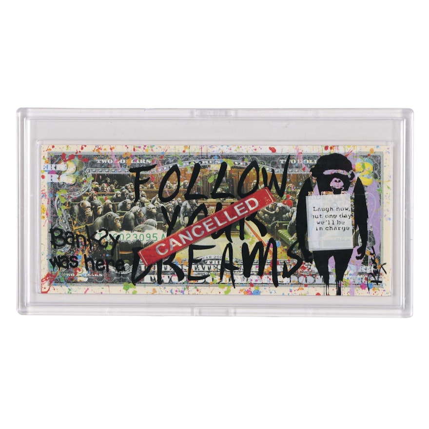 Rency Giclée on Two Dollar Bill "Banksy was Here"