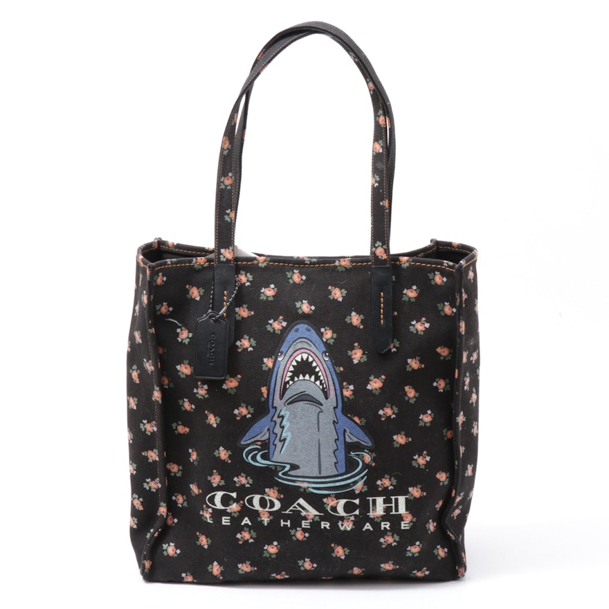 Coach Sharky Logo Medium Canvas Tote