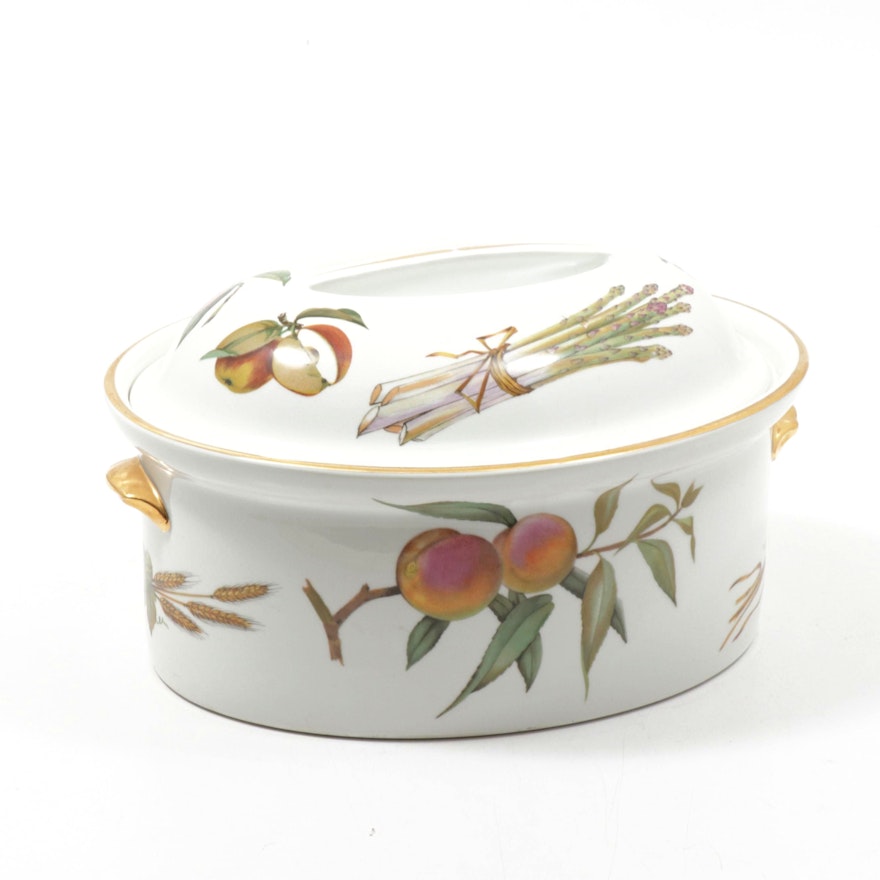Royal Worcester "Evesham" Porcelain Oval Lidded Casserole Dish