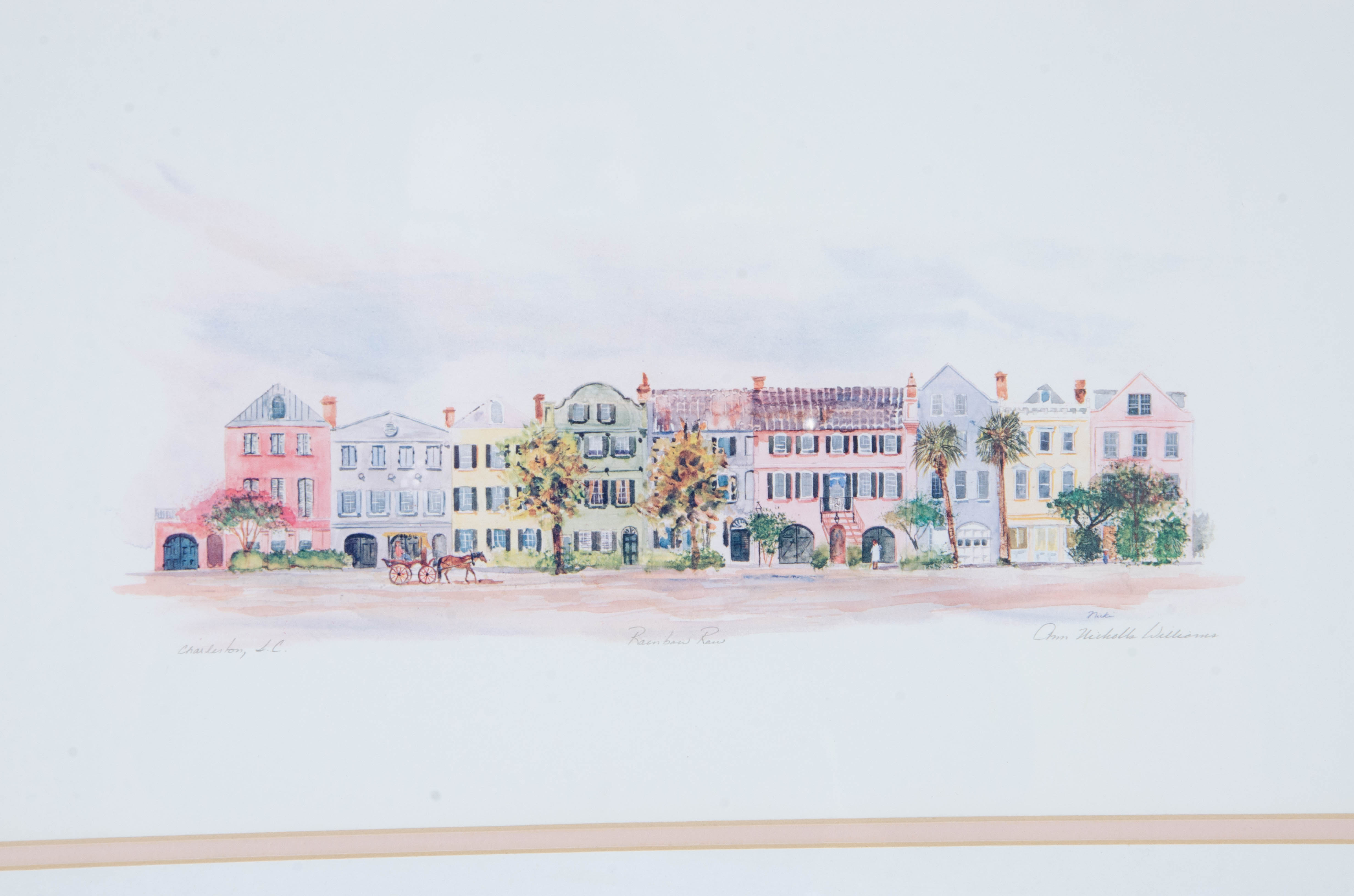 Ann Nicholls Williams Offset Lithograph of Charleston, N.C. "Rainbow Row"