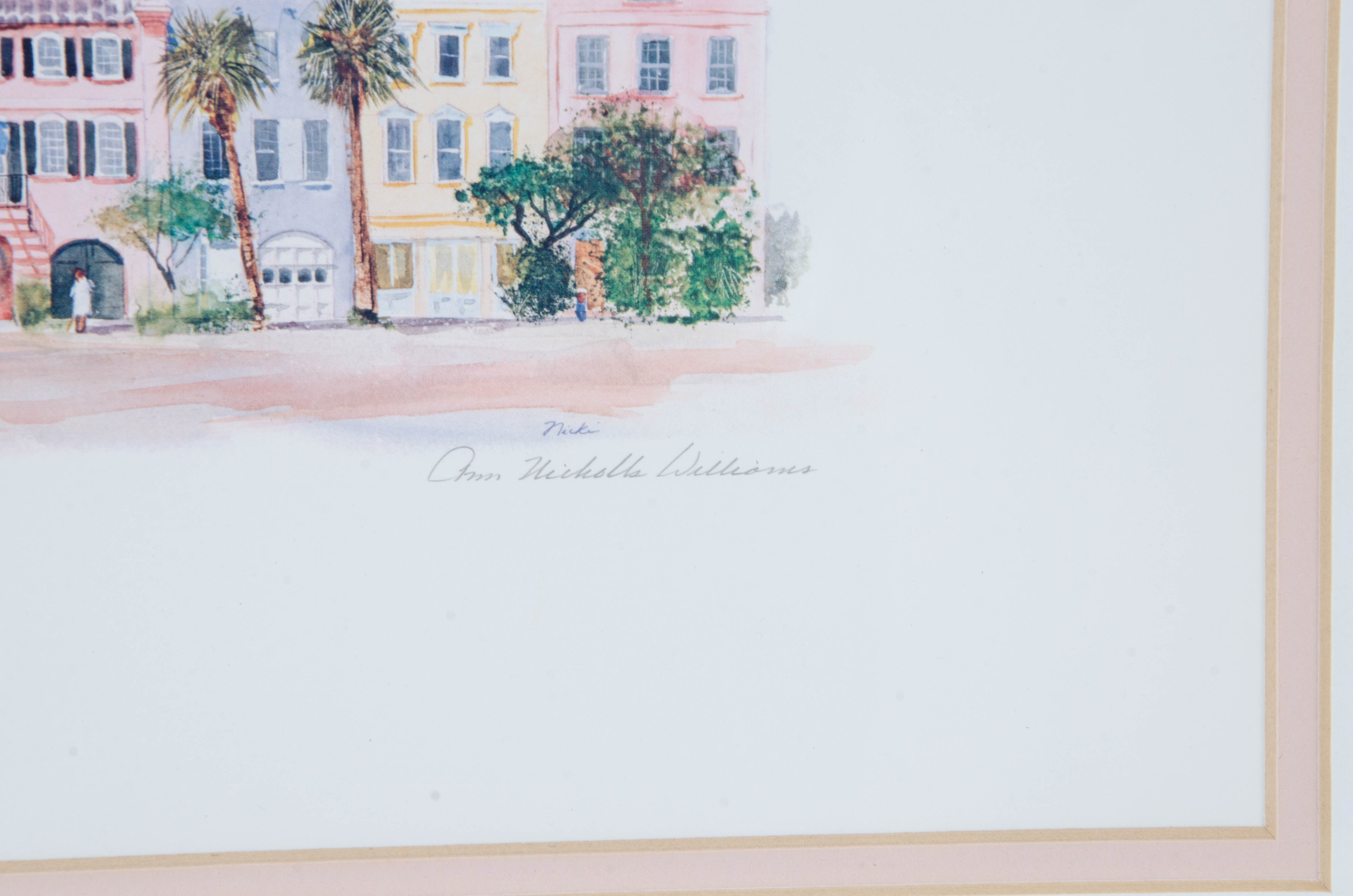 Ann Nicholls Williams Offset Lithograph of Charleston, N.C. "Rainbow Row"