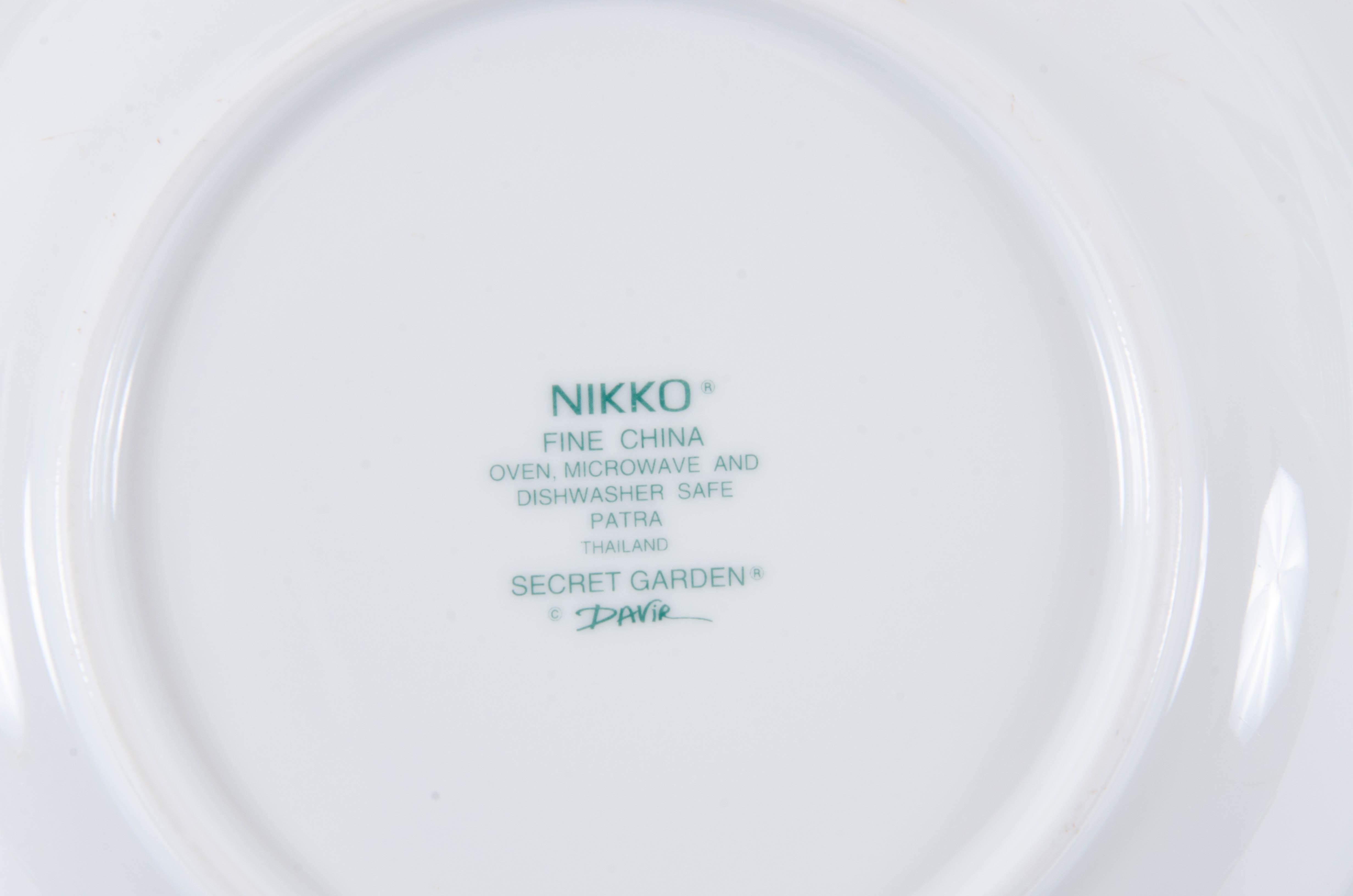 Nikko "Secret Garden" Porcelain Dinnerware, Late 20th Century