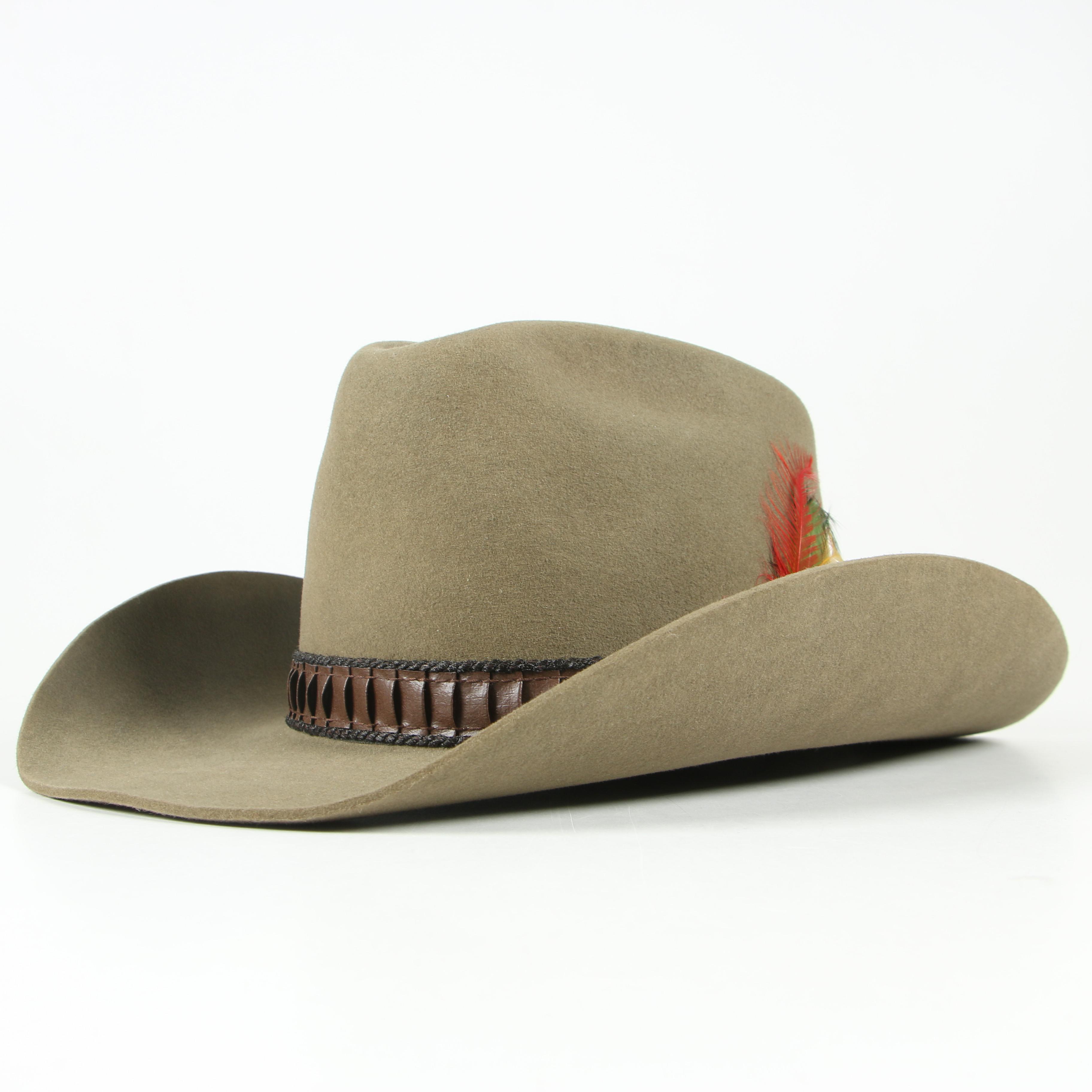 Stetson 3X Beaver Felt Cowboy Hat in Sage with Braided Band and JBS Lasso Pin