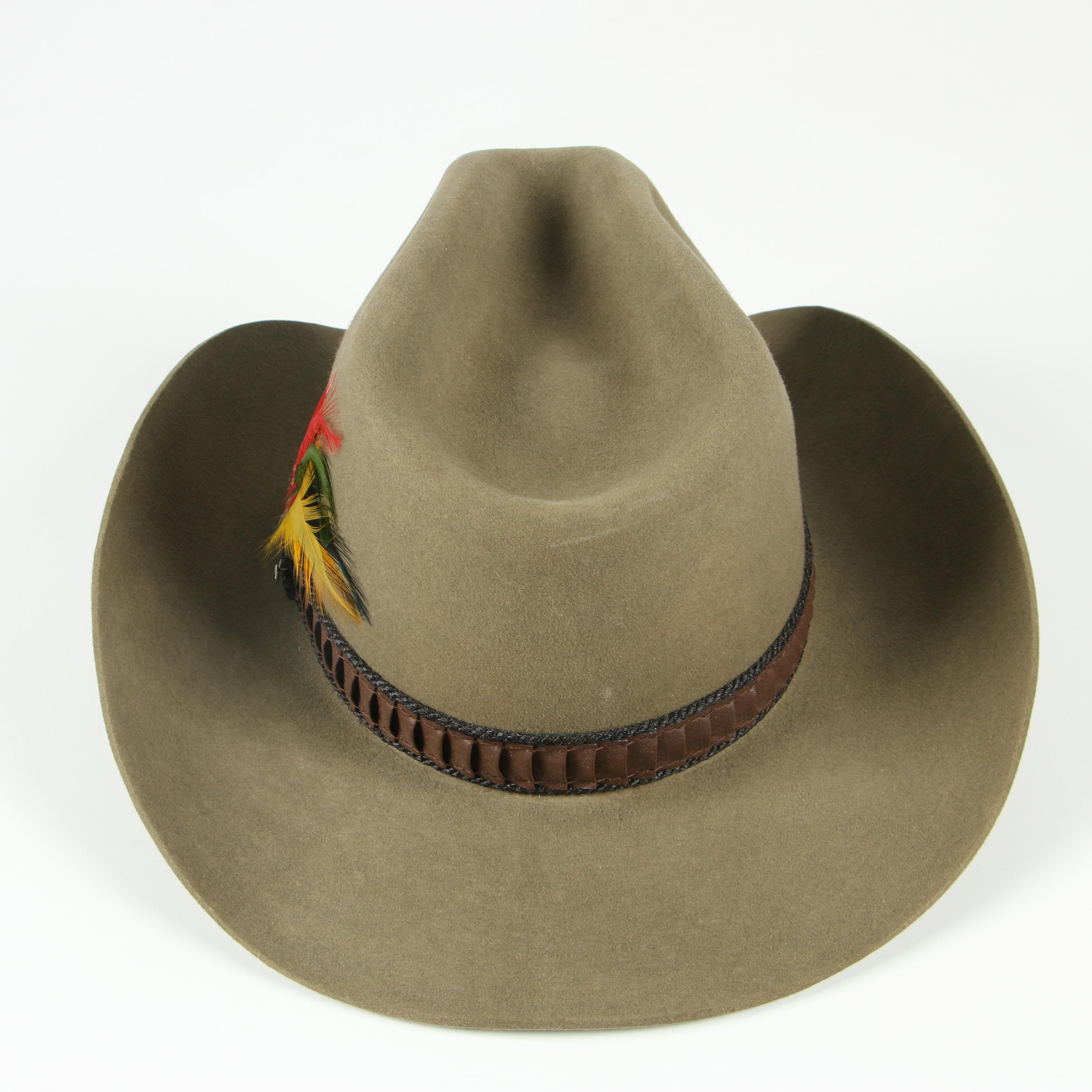Stetson 3X Beaver Felt Cowboy Hat in Sage with Braided Band and JBS Lasso Pin