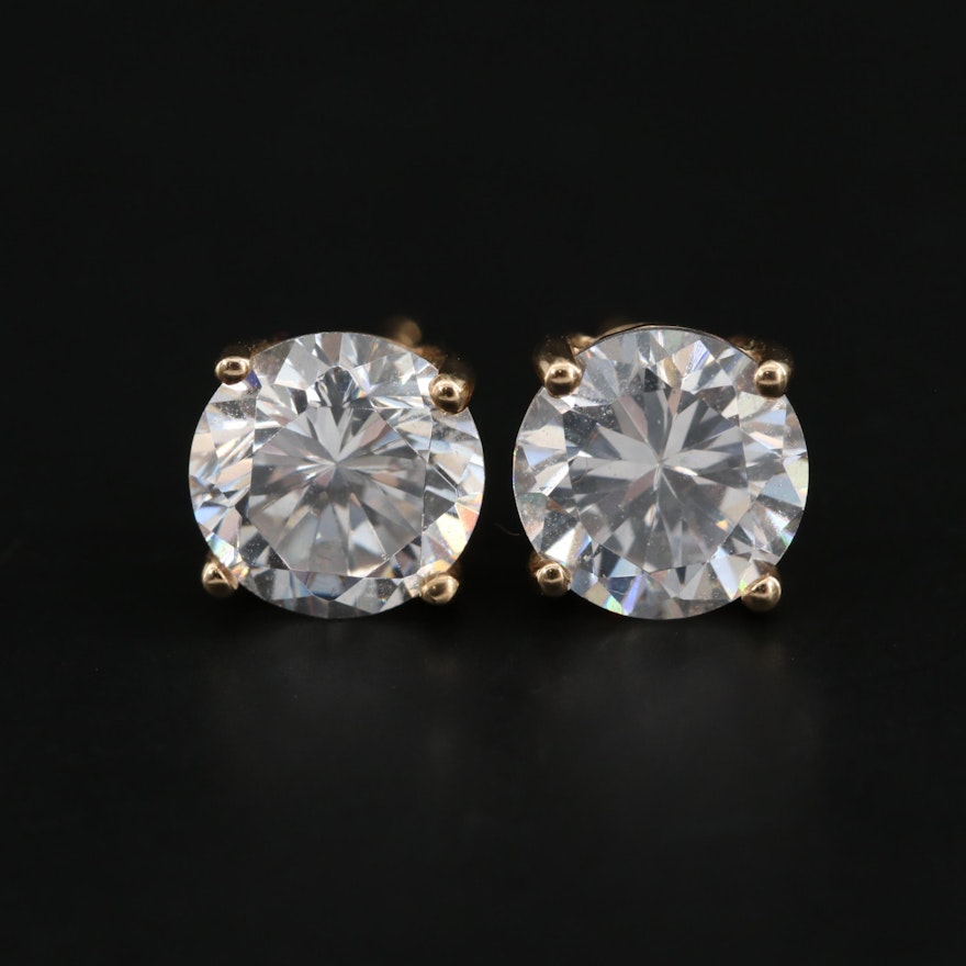 14K Yellow Gold Cubic Zirconia Stud Earrings