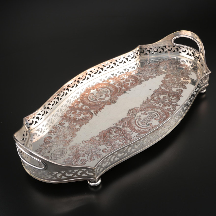 Sheffield Silver Co. Silver Plate Chased Gallery Tray