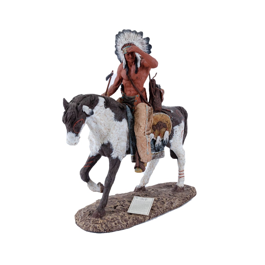 Daniel R. Monfort Sculpture of Native American on Horseback