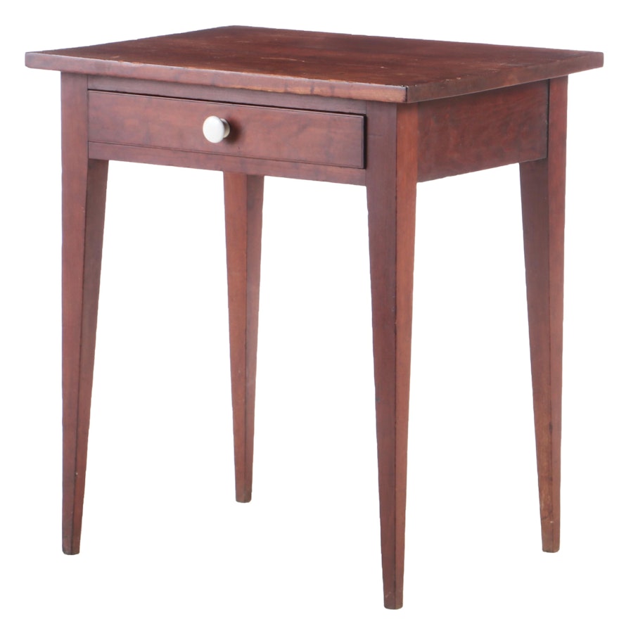 American Cherry One-Drawer Side Table, 19th Century