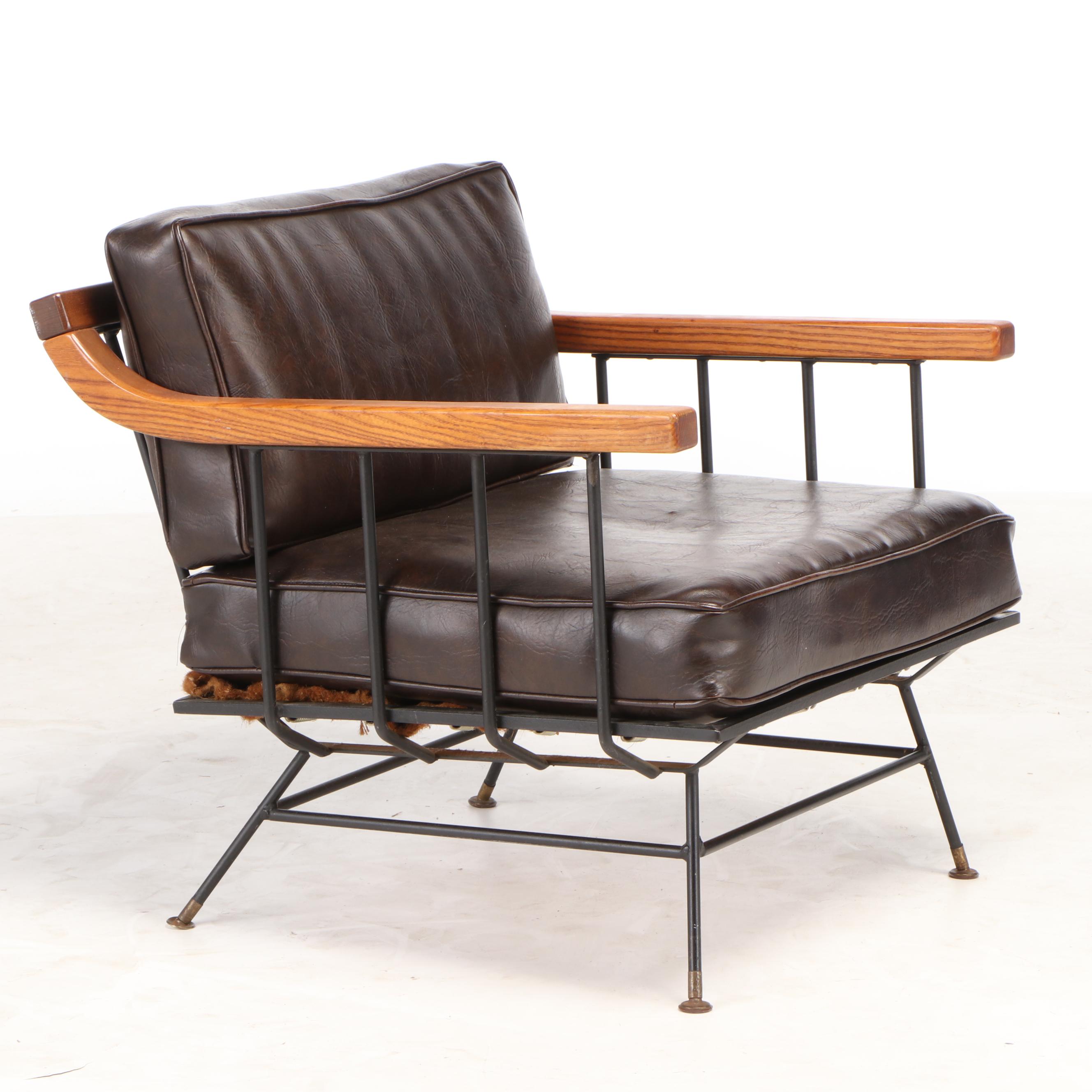 Mid Century Modern Walnut upholstered Arm Chair, Mid-20th Century