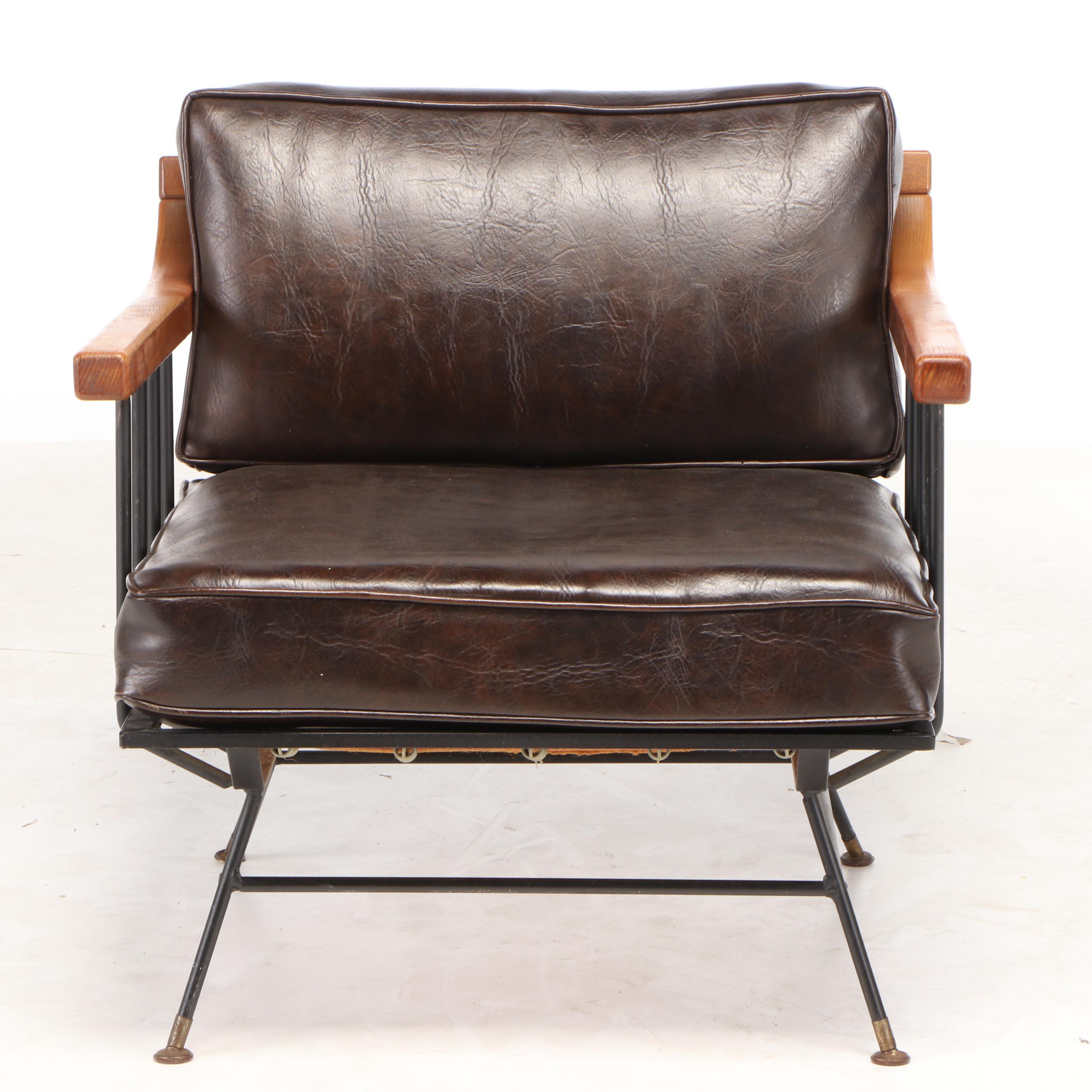 Mid Century Modern Walnut upholstered Arm Chair, Mid-20th Century
