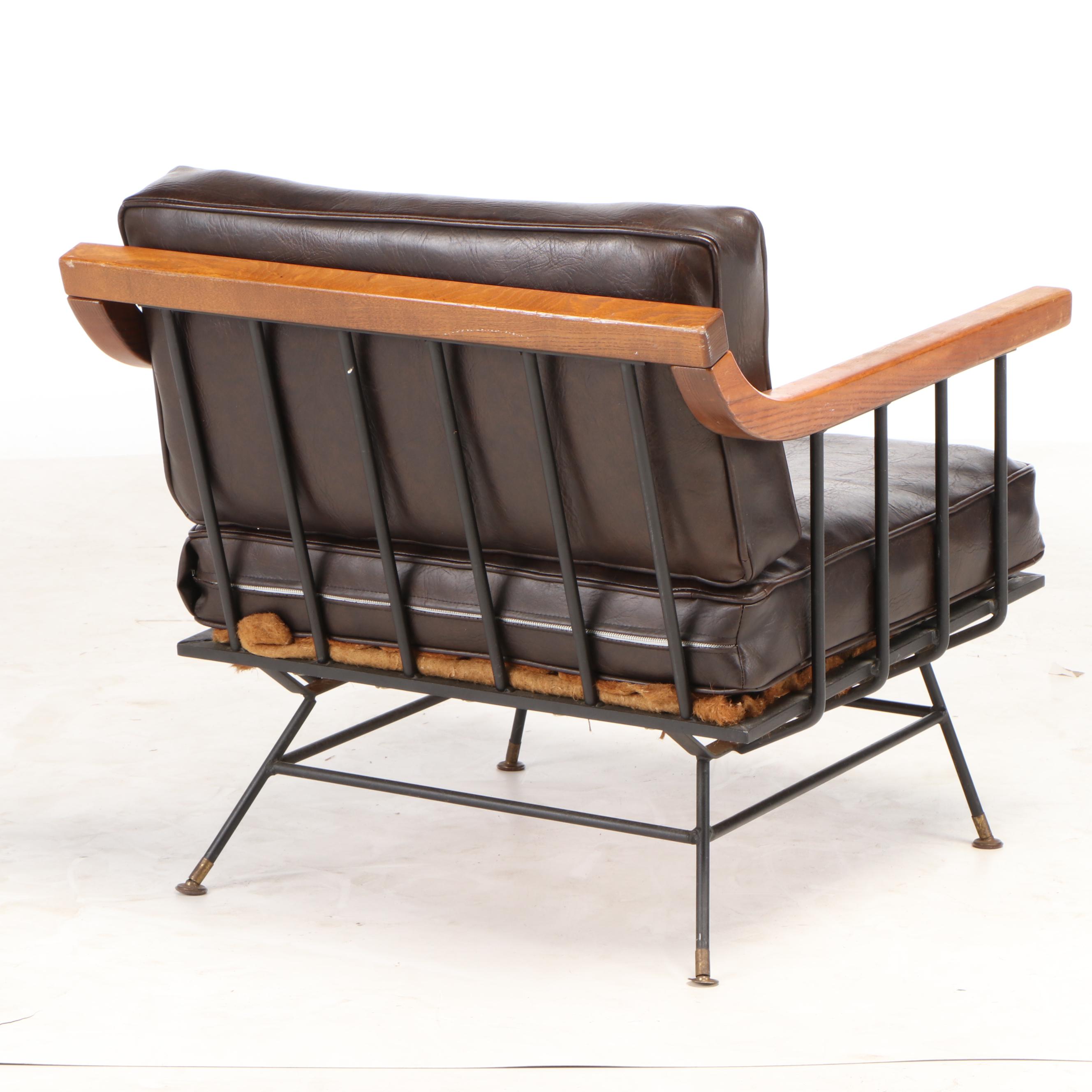 Mid Century Modern Walnut upholstered Arm Chair, Mid-20th Century