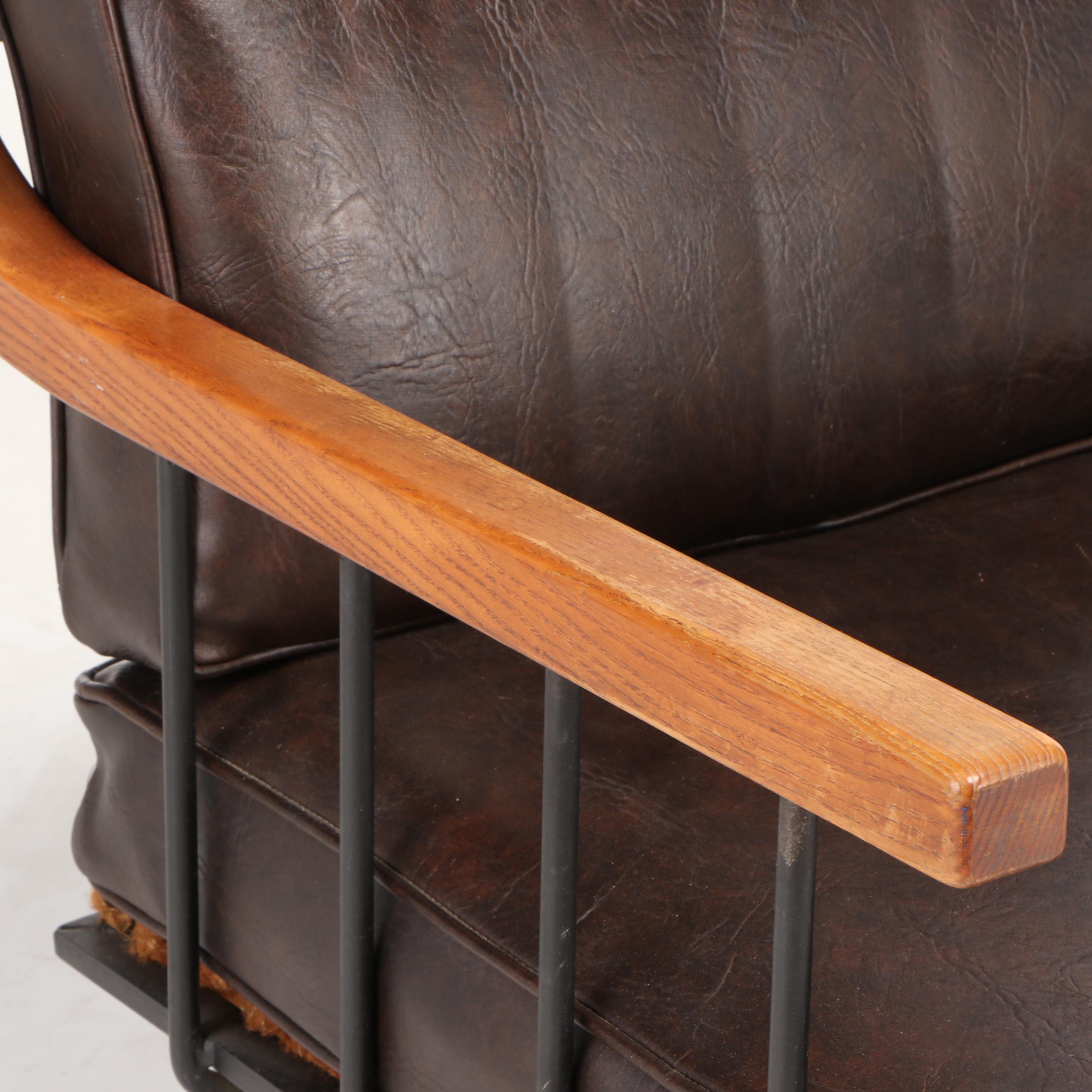 Mid Century Modern Walnut upholstered Arm Chair, Mid-20th Century