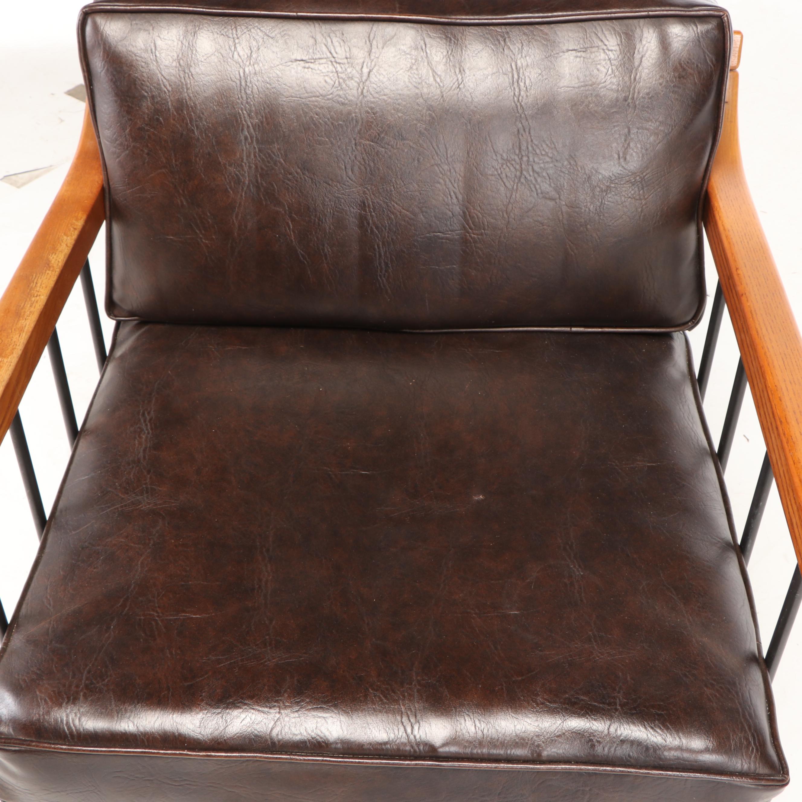 Mid Century Modern Walnut upholstered Arm Chair, Mid-20th Century