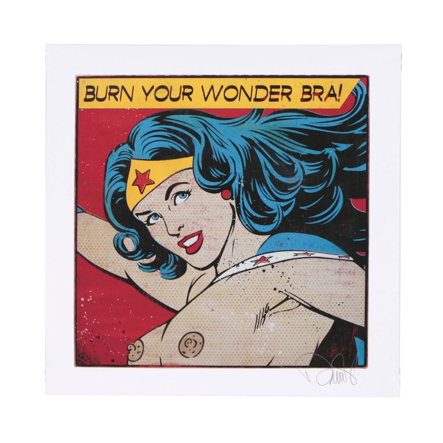Enjoy Denial Pop Art Giclée "Burn Your Wonder Bra"