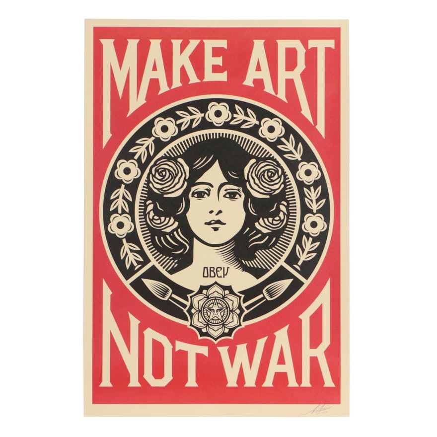 Shepard Fairey Offset Print "Make Art Not War", 2019