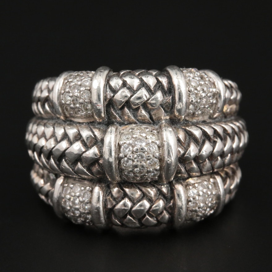 Scott Kay Sterling Silver Ring Diamond Textured Ring