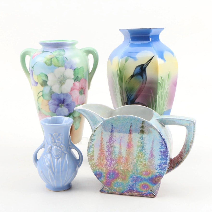 Ceramic Vases Including English Royal Art Pottery Pitcher Vase, Vintage