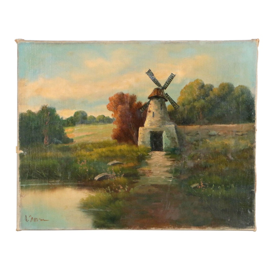 Late 19th Century Dutch Landscape Oil Painting