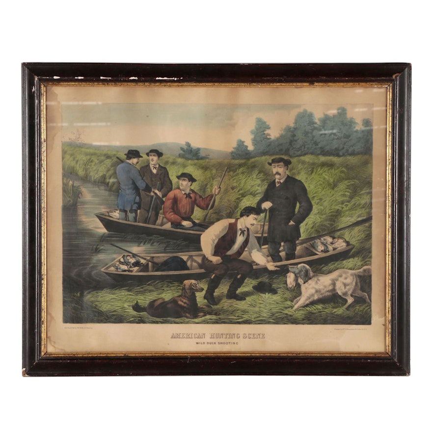 Thomas Kelly Hand Colored Lithograph "American Hunting Scene"