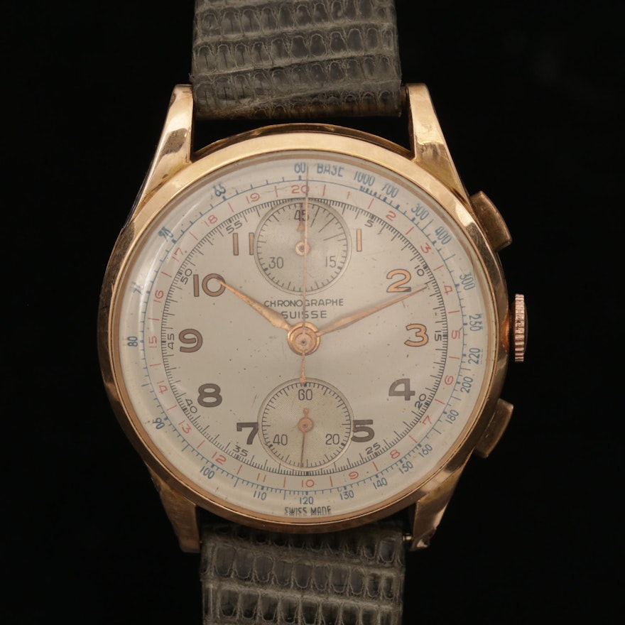 Chronographe Suisse  18K Rose Gold Chronograph Watch, Vintage