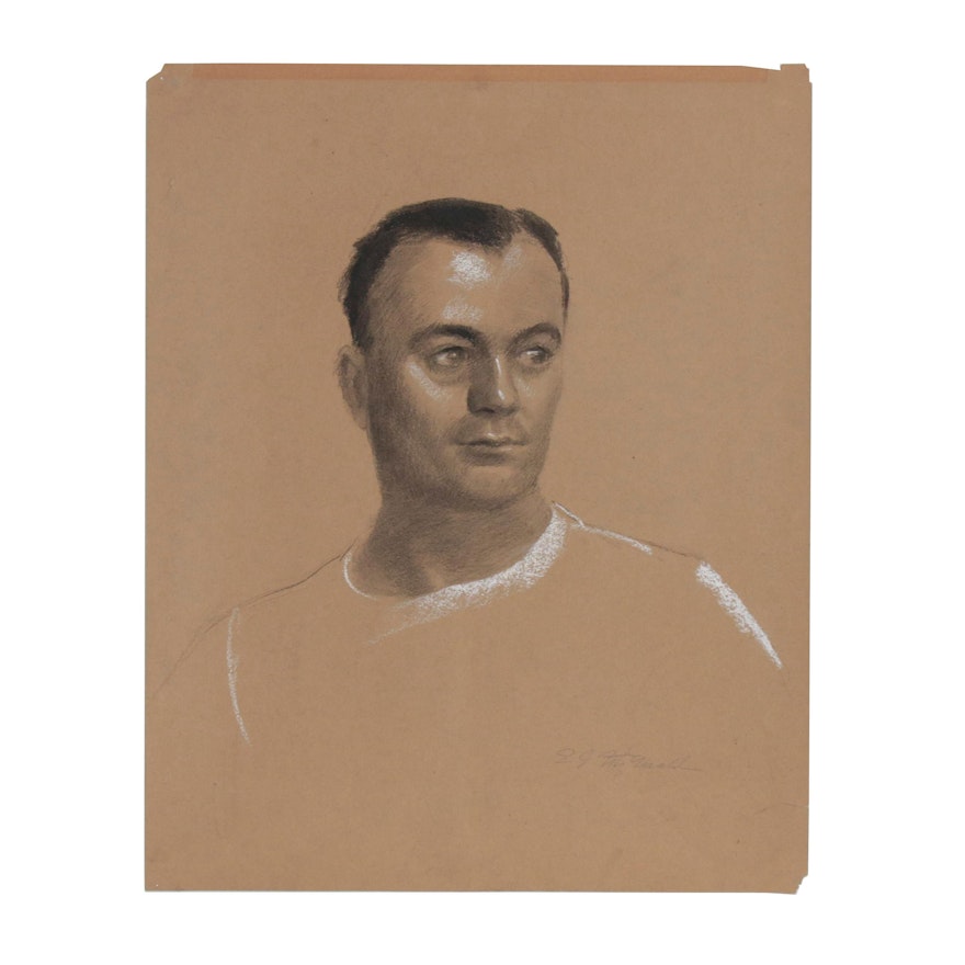 Edmond J. Fitzgerald Portrait Charcoal Drawing